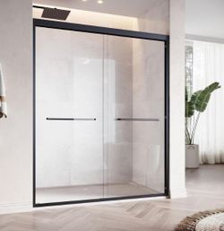 48×72 Black Shower Doors Glass Sliding