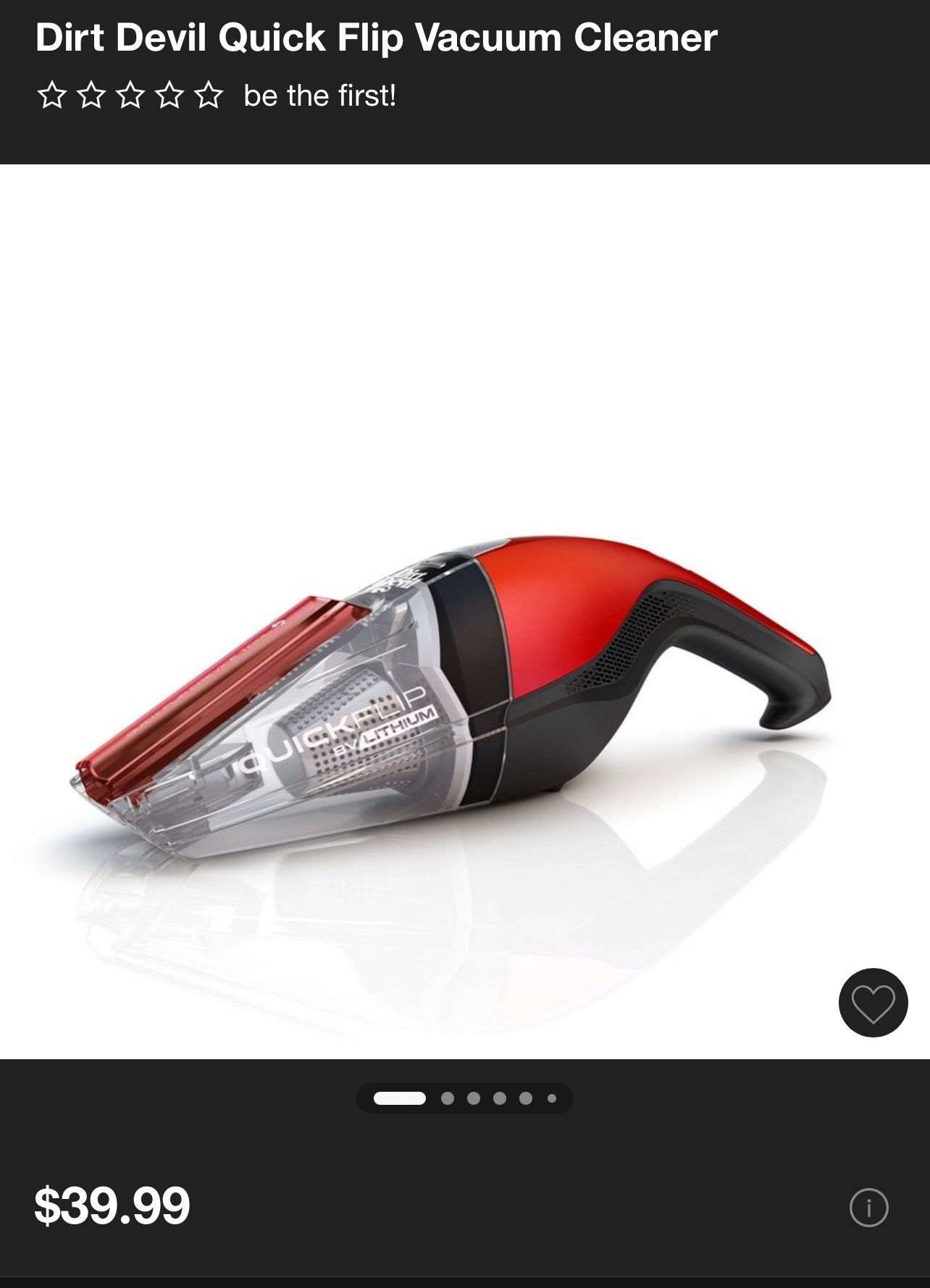 Dirt Devil Quick Flip 8V Cordless Lightweight Handheld Vacuum
