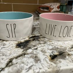 New Rae Dunn Pet Bowls 6” Set Of 2