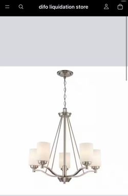 Mod Pod 5-Light Single Tier Glass Shaded Chandelier.  Specifications  Depth: 25  Width: 25  Height: 26  Max Height: 122  Glass Type: Clear Seeded  Bul