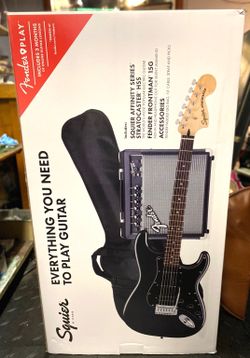 NEW Squier Affinity Stratocaster HSS Black Guitar Pack Fender Frontman 15G Amp