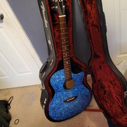 Luna blue quilt acutstic with a punk style case