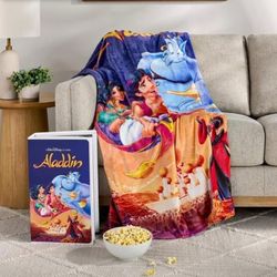 DISNEY VHS BLANKET DISNEY BLANKET NEW THE LION KING ALADDIN JASMINE