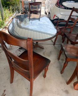 Solid wood dining table with chairs