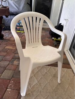 White plastic chairs
