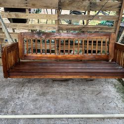 Wood Bench Porch Swing With Metal Frame