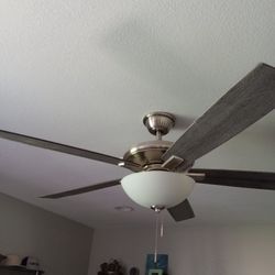 Ceiling Fan - 5 Blade 52 Inch Silver Nickel With Grey - Easy Buy - Like New $50