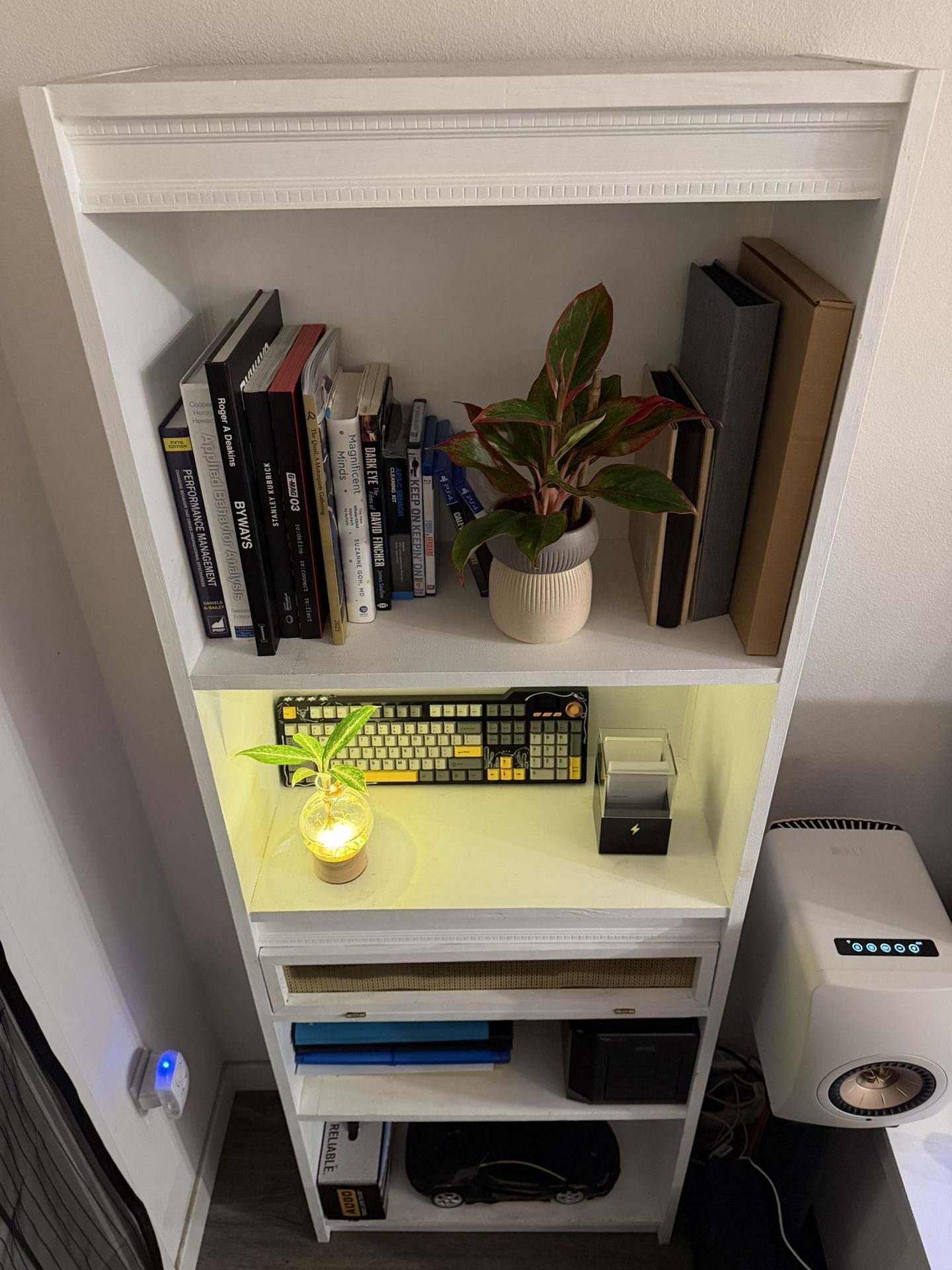 Classic White Bookcase with Crown Molding