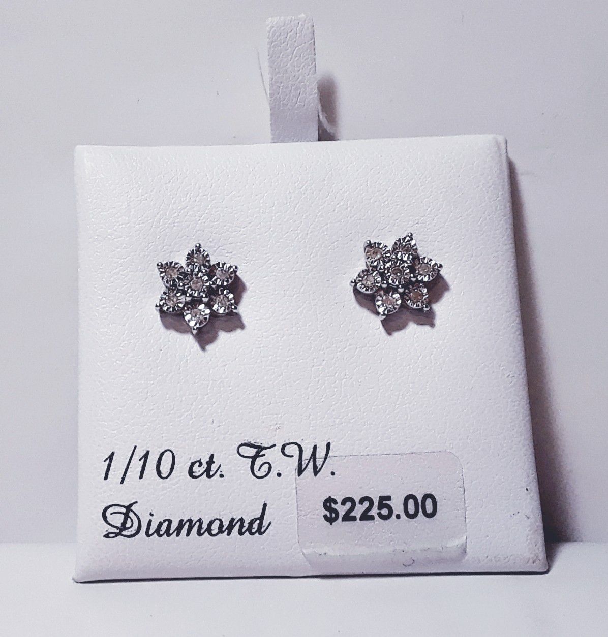 Sterling Silver Flower Cluster 1/10 Carat TW Diamonds Miracle Setting Stud Earrings kn1000