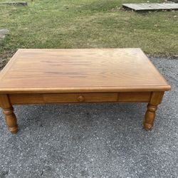 Solid Wood Coffee Table With Drawer