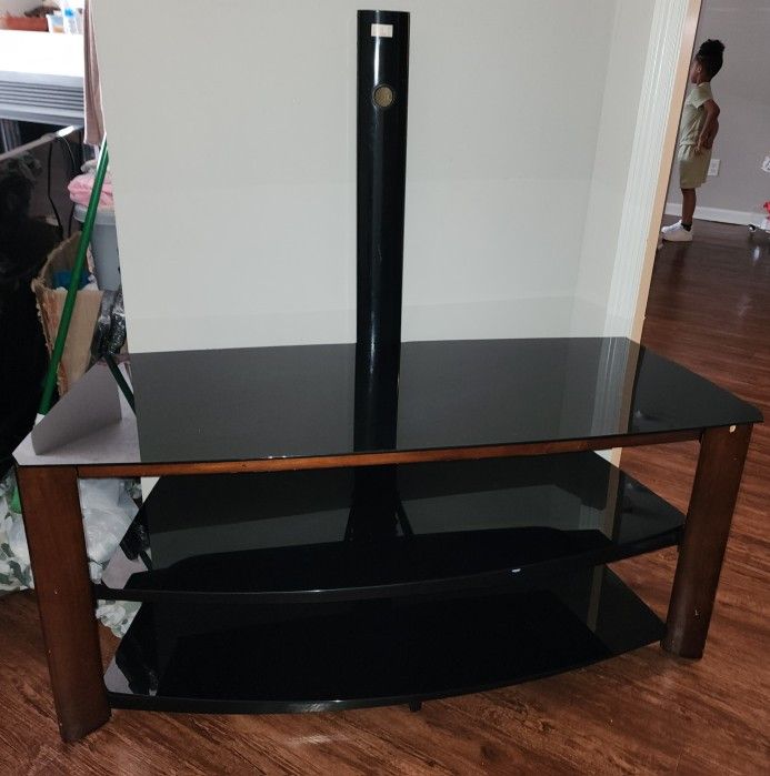 65" Corner TV Stand 3 Glass Shelves