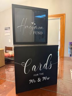 Wedding Card Box with Honeymoon Fund Sign