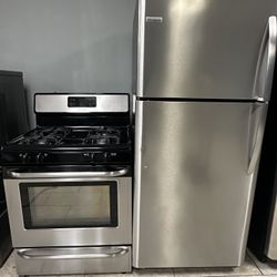 Frigidaire top freezer refrigerator &. Frigidaire gas range set stainless steel 
