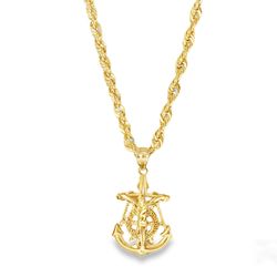 10k Yellow Gold Anchor and Crucifix Charm Necklace