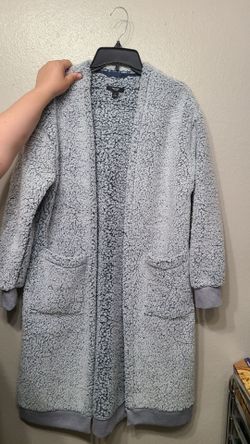 Gray Sherpa Teddy Long Cardigan Coat