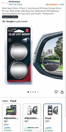 Blind Spot Mirror 2 Pack, 2 Inch Round HD Glass Convex Mirror for Car, Wide Angle Side Rearview, Waterproof 3M Adhesive, Easy Installation for Cars SU