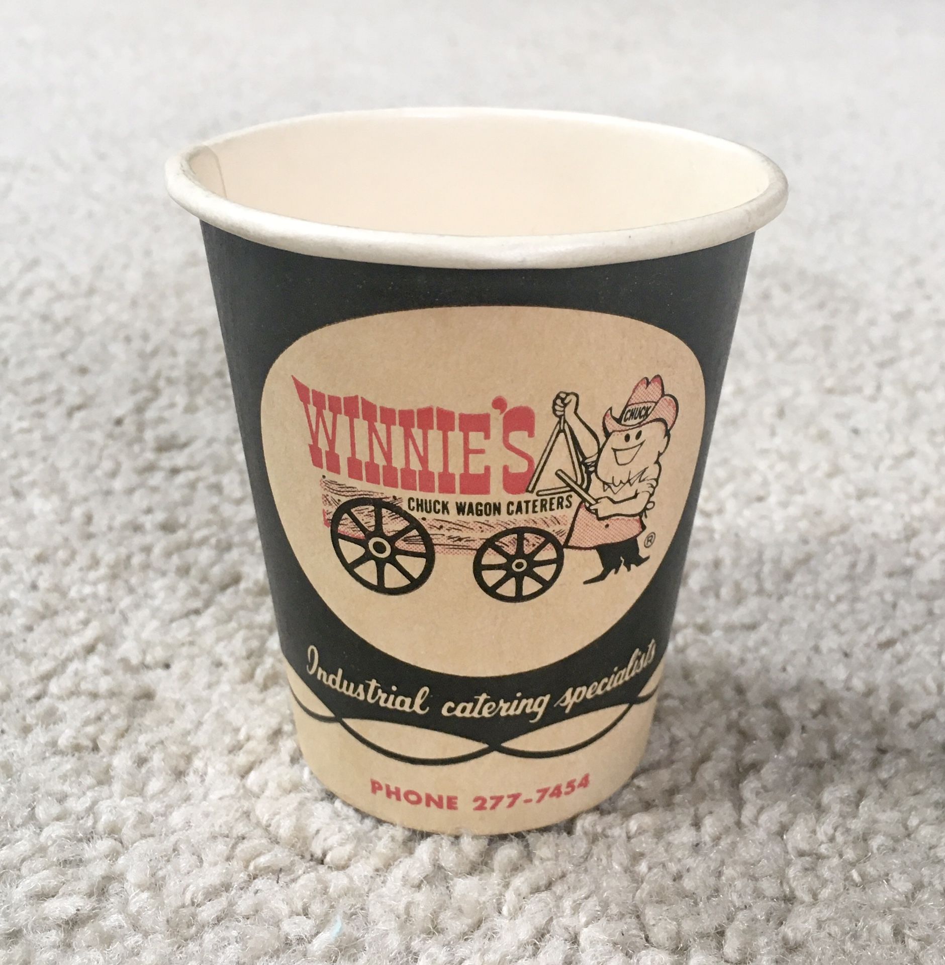 Vintage 1960s WINNIE’S CHUCK WAGON CATERERS Dixie Cup - Easton PA - Very Rare!!