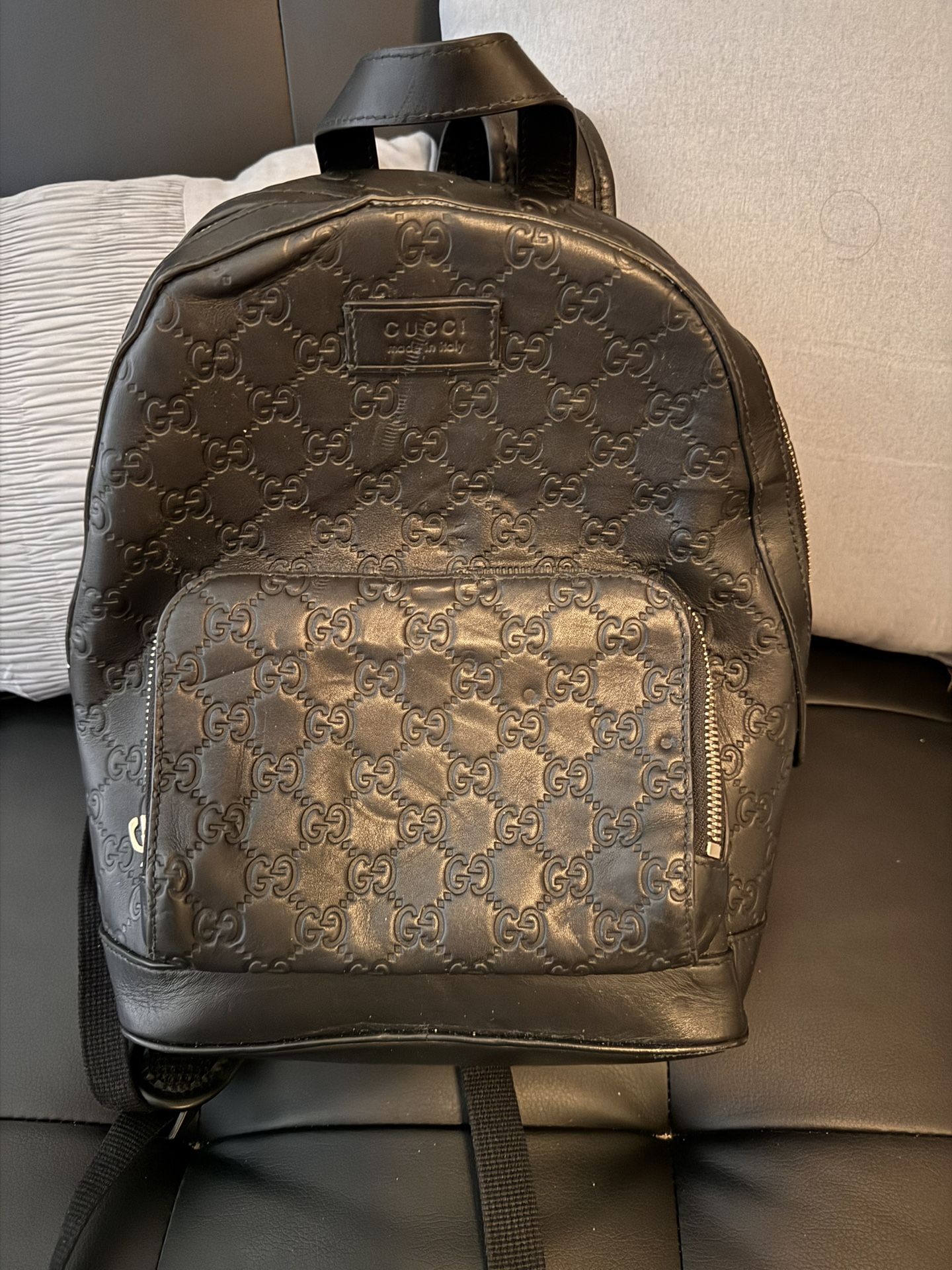 Black Leather Gucci Backpack