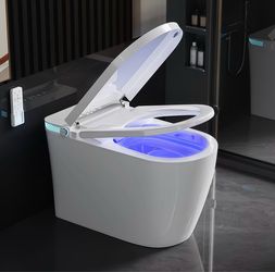 Luxury Smart Toilet w/ Bidet, Heated Seat, LED Night Light & Remote Control