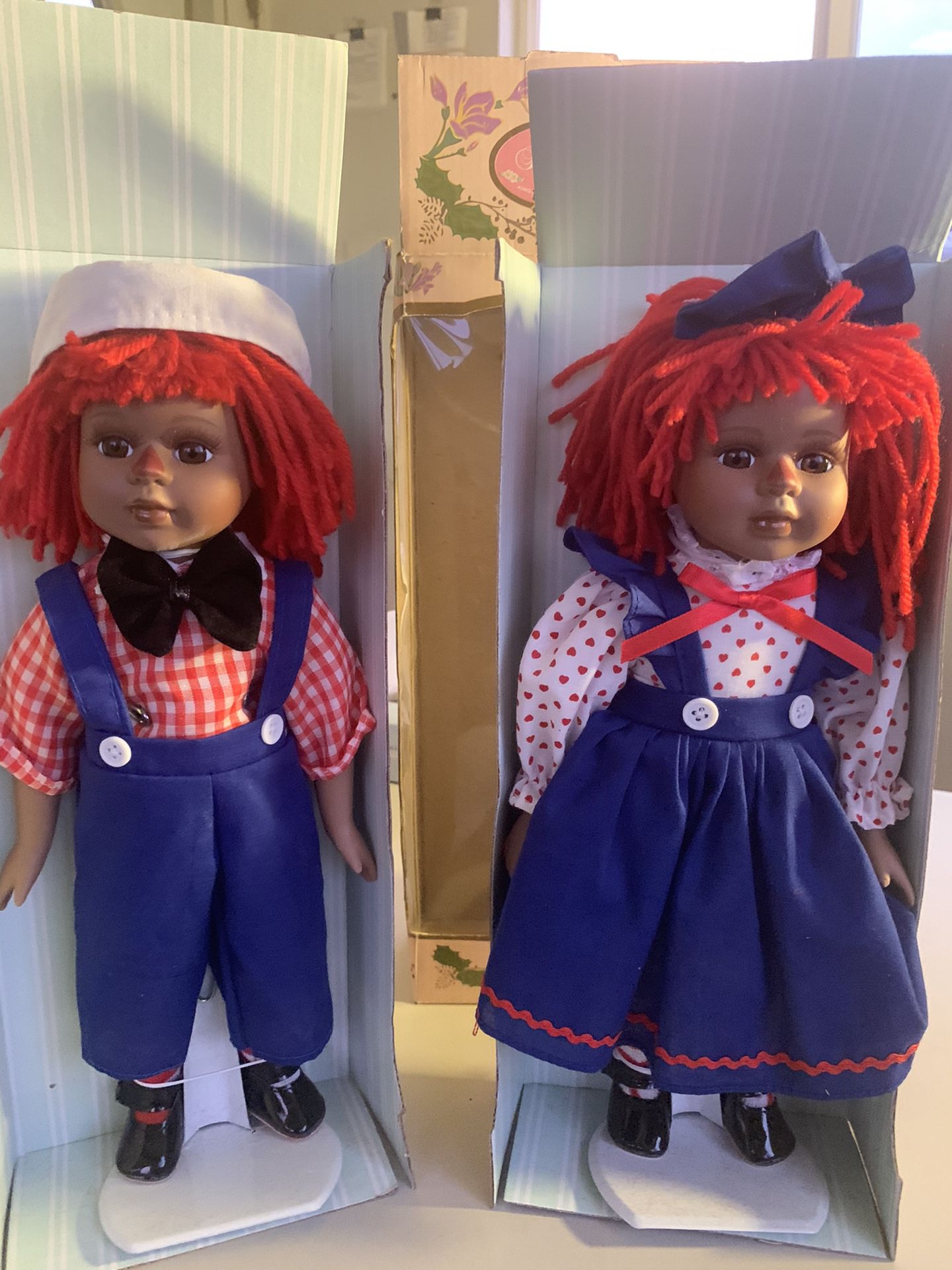 Beautiful Raggedy Ann & Andy Collectible Porcelain Dolls