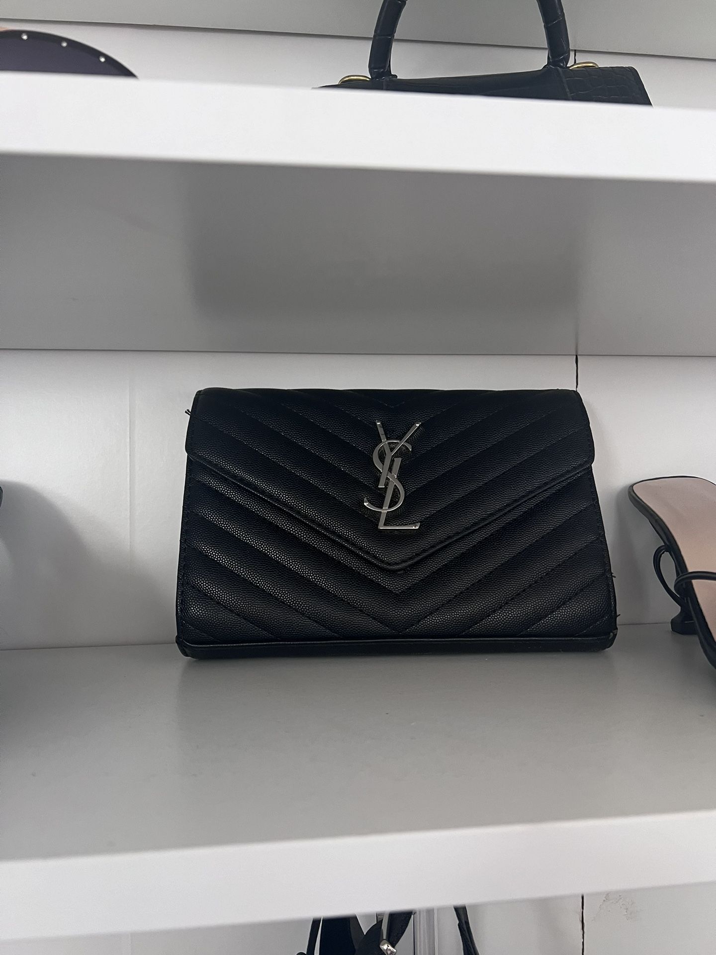 SAINT LAURENT Cassandre Chain matelassé textured-leather wallet