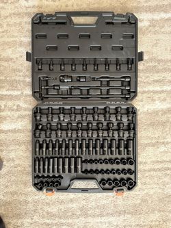 Drive Impact Socket Set, SAE 1/4”-3/4” and metric 6-19mm, 6 point Cr-Mo Alloy Steel for Auto Repair