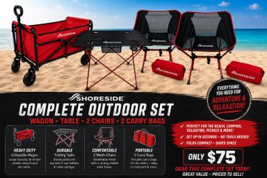 🏖️ Complete Beach Set – Wagon, Table, 2 Chairs