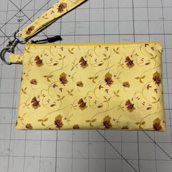 Zippered Pouch With Wristlet - Fully Lined - 9” X 5”