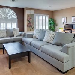 Modern Gray Sofa & Loveseat Set – Used Good Condition– Priced to Move