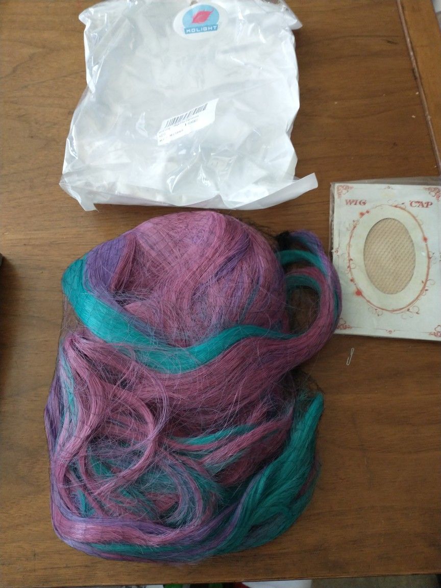 New girls multicolor long wig with cap