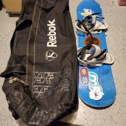 104cm Blue Dragon Snowboard with Burton Freestyle bindings and Reebok Crosby equipment bag