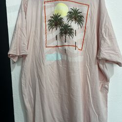 Lira Mfg Beach Palm Trees Baby Pink Shirt 2xl Xxl