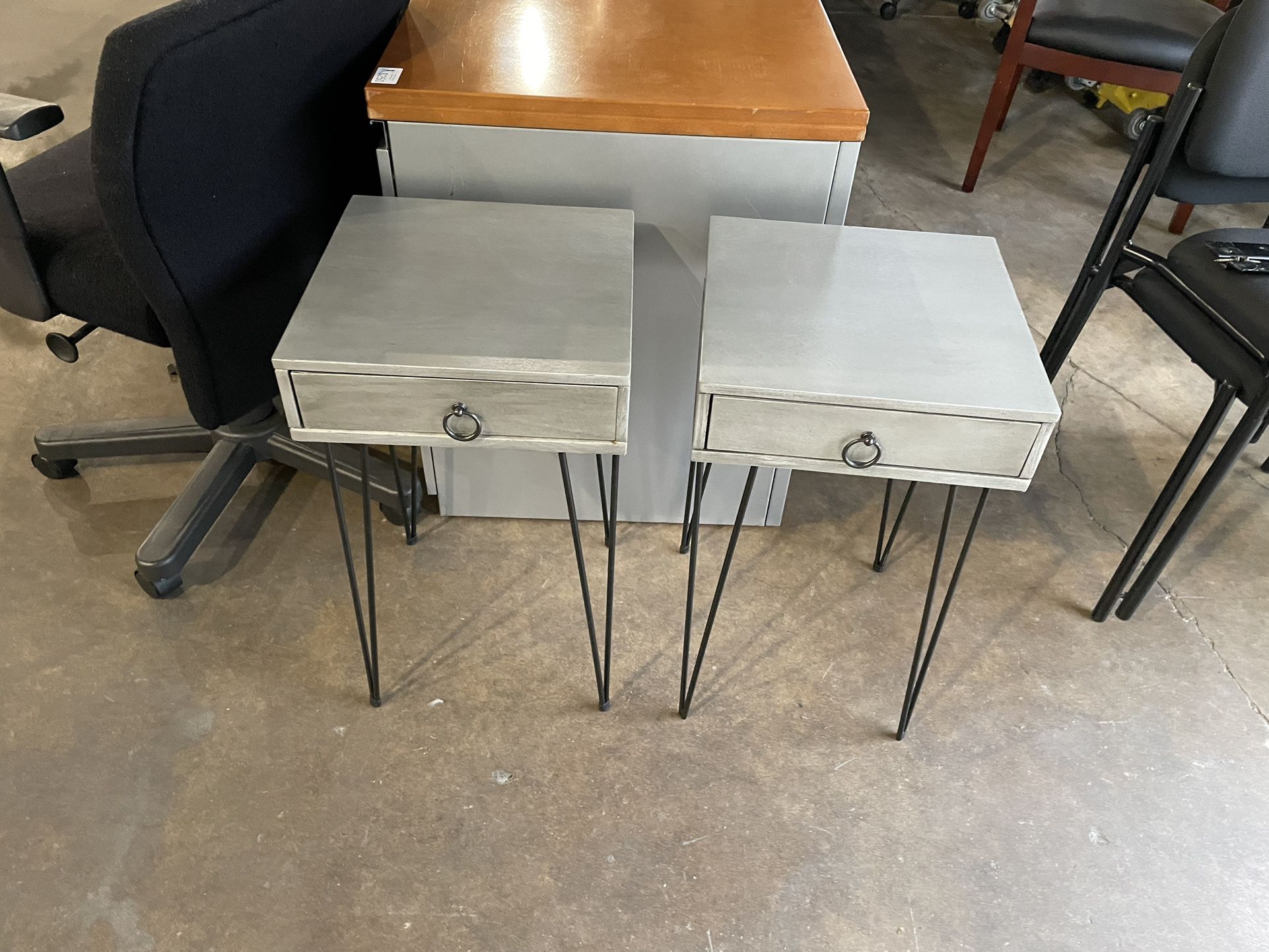 2 Matching Grey End Tables! Only $25 For Both!