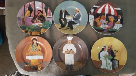 GBC Porcelain Plates Set Of French Cafe' Portraits