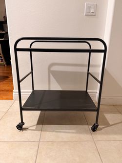 Black Metal Rolling Cart with Shelf