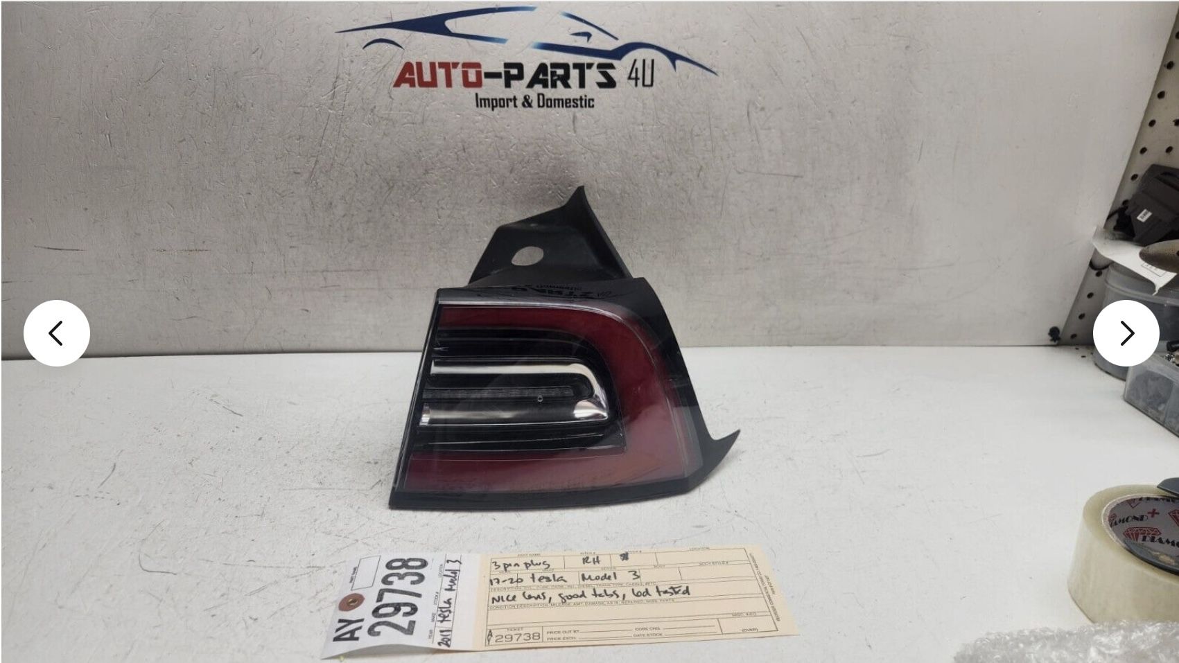 3 pins plug 2017 - 2018 - 2019 - 2020 TESLA MODEL 3 RIGHT LED TAIL LIGHT OEM AY29738