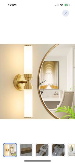 “New”(1)Modern gold w/milk glass 2 light wall sconce