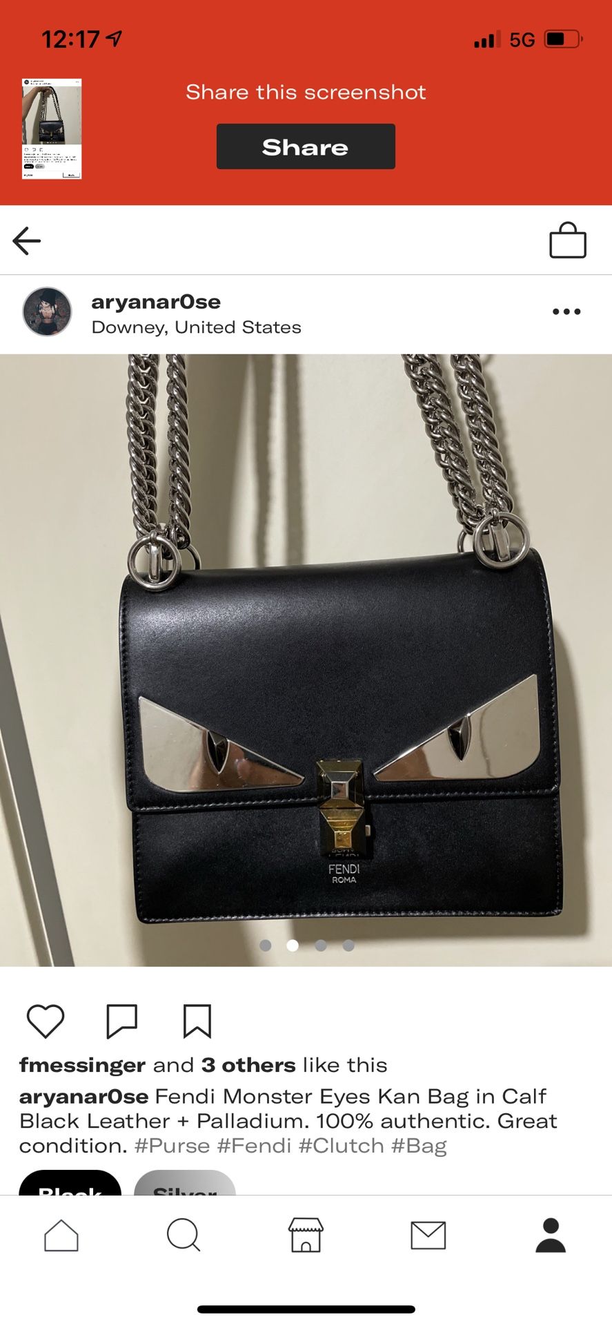 Fendi Monster Kan 1 Bag Leather Small