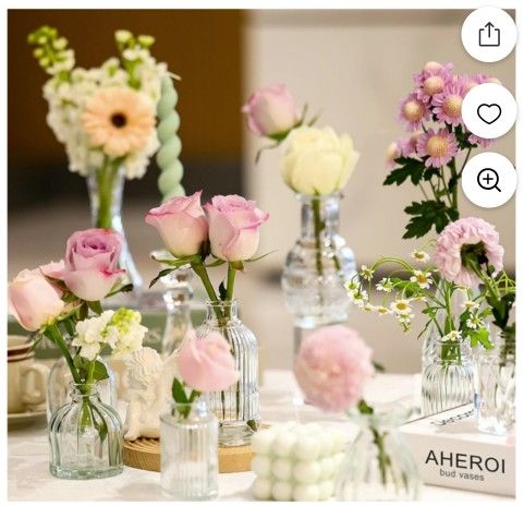 32 Pcs Bud Vase Set, Clear Vases for Centerpieces, Cute Glass Bud Vases Small Vases for Flowers, Mini Vase Flower Vase Set for Wedding Decorations, Ro