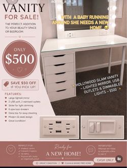 Hollywood Glam Vanity with Lighted Mirror