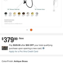 Hi everyone we have this  shower slide bar  beautiful  only $275 no tax cash or Zelle we locate in hesperia ca we also can do shipping this good deal 