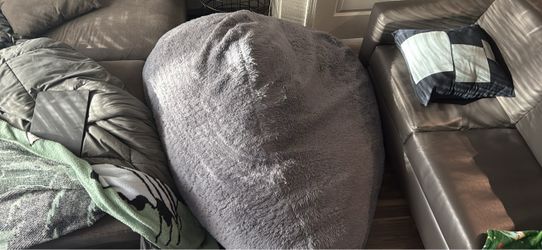 Large Gray Plush Bean Bag
