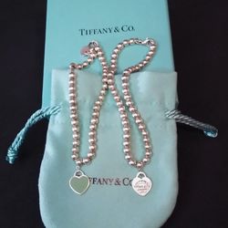 Lot of 2 Tiffany & Co 925 Silver Bead Bracelets