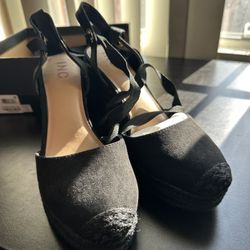 NIB I.N.C. Womens Lace Up Closed Toe Wedge Espadrilles Sandals size 9 Textile