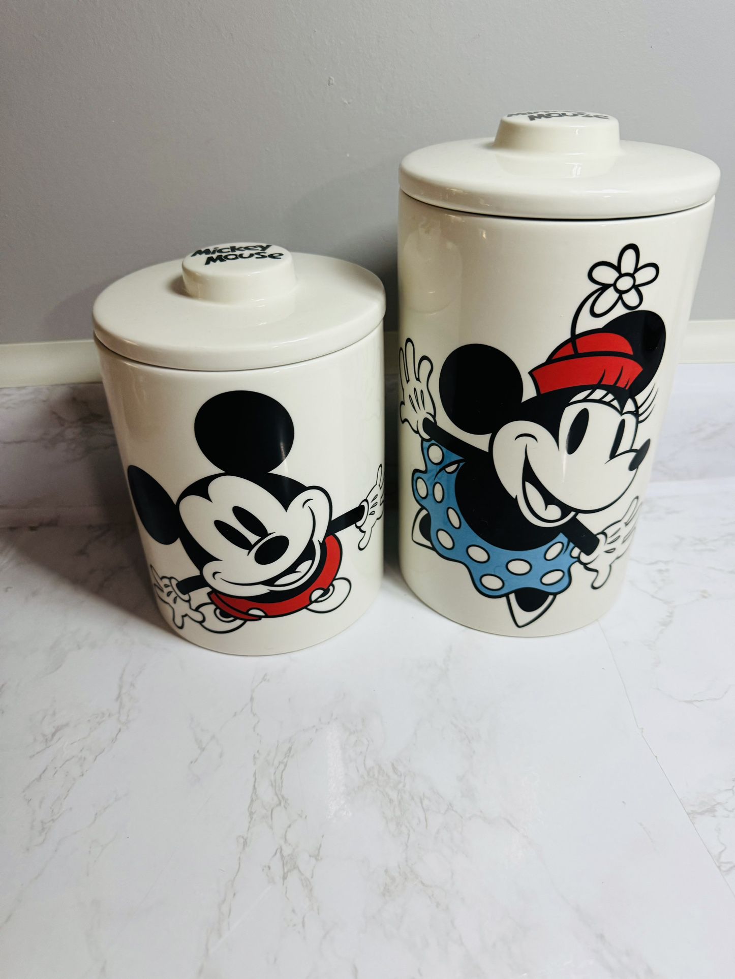 Mickey And Mini Mouse Cookies Jars Set