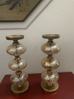 Gold Glass Candle Holder/Decor