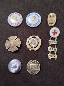 Vintage pins fire department and others