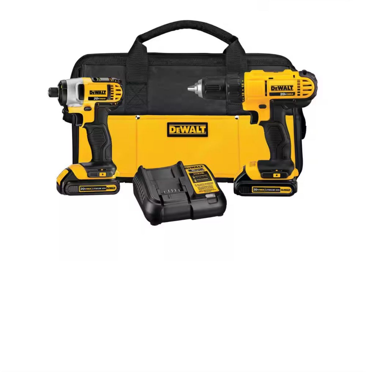 DEWALT 20V MAX Drill/Impact Combo Kit | 2 Tools + (2) Batteries, Charger & Bag | 3 Available