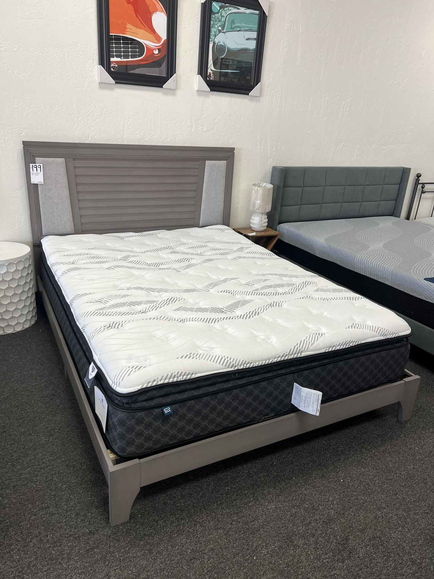 Queen Bed Frame In Gray No Box spring Needed