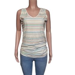 Women v-neck sleeveless stripe with adjustable waist top M
